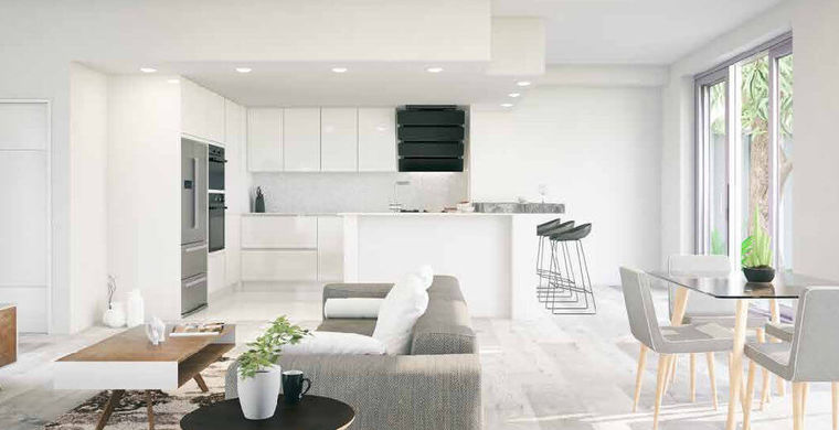 schlichtes, edles Design vom Innenarchitekten - heller, moderner Raum
